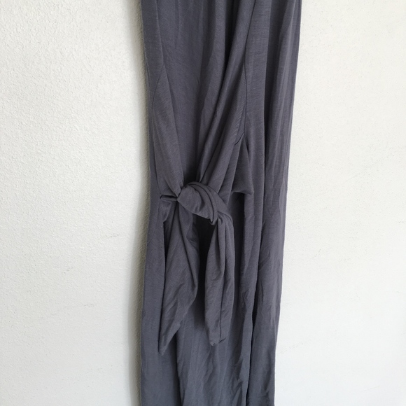 Renard Basic Long Gray Maxi Dress Tie Back - Picture 4 of 5